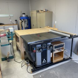 Shop view showing the empty wall to the right of my tablesaw