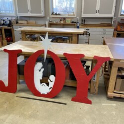 The ten year old Mahan set of JOY sign letters still look good and were used as patterns to reproduce this year's sets