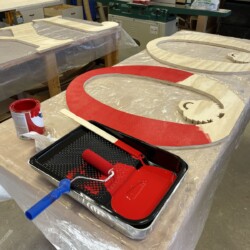 A small foam roller and foam brushes worked well for applying the paint and made for simple cleanup afterwards