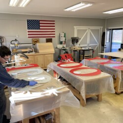 Almost ready to flip everything over on painter's points and start painting the front surfaces and edges