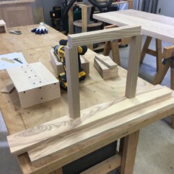 Basic lamp base shape with scraps of white ash.