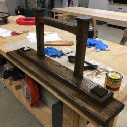 Base assembly stained and ready for polyurethane.