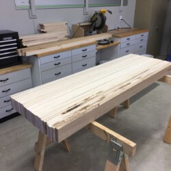 Top boards cut to width and length plus a bit extra.