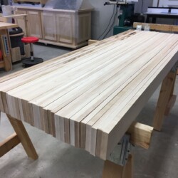 A rough idea how the 4" x 24" x 72" top will look once it's all glued up.