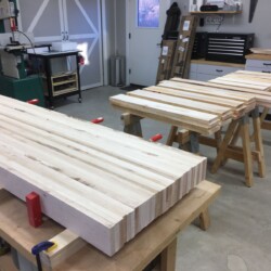 All the maple for the basic bench top and base, milled to rough dimensions and (almost) ready for glue ups.