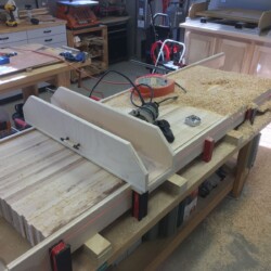 Light cuts were required with such a large bit in the hand held router