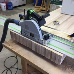 Several passes of the track saw from both sides squared off the slab ends