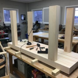 Four legs fitted and ready for trimming to length
