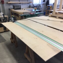 Breaking down half-inch plywood for door panels with the track saw