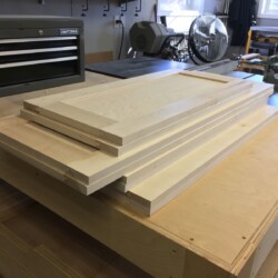 Assembled door sets ready for sanding and fitting to face frames