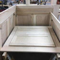 Four sets of custom face frames and doors ready for delivery