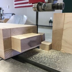 Short rail tenon cheek cuts on the bandsaw