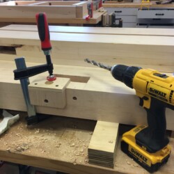 Jig clamped and ready for next hole
