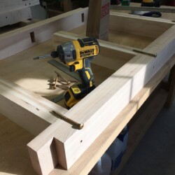 Rail assembly secured with four inch screws