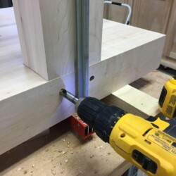 Transferring peg holes to leg tenons