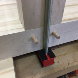 Legs pegged to bench top