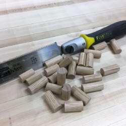 Excess peg lengths trimmed