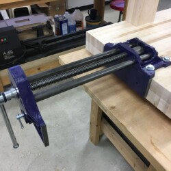 Mounted York vise showing fifteen inch opening capacity