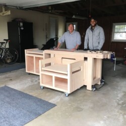 Rob and James with his new workbench