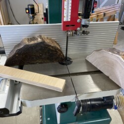 Slicing slabs from the bowl blank on the bandsaw - alliteration not intended ;-)