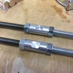 Home made aluminum threaded rod couplers.