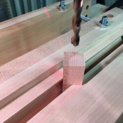 Test drilling a 3/4 x 3/4 maple pen blank with an 8mm brad point drill bit.