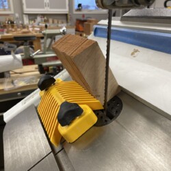 Cutting a block of cherry for the angled support