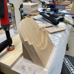 Assembled a layer at a time with glue and pin nails