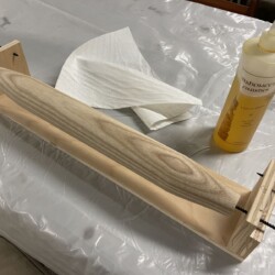 This quick fixture for two rolling pins made short work of finishing