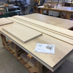Sheet goods ready for final width sizing on the table saw