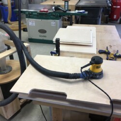 Sanding interior surfaces to 150 grit before assembly