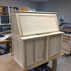 Drop front and doors set in place