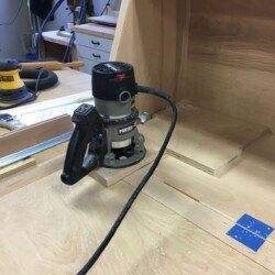 Ready to rout the first of three sewing machine hinge mortises