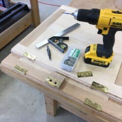 Setting up to install the no-mortise door hinges