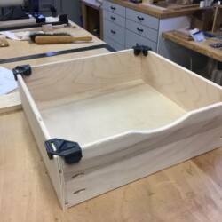 These new slip-on assembly clamps for 1/2" material made drawer glue up and assembly very efficient