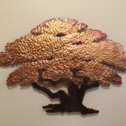 Live Oak metal sculpture by Dallas Galbraith, approximately 19" across