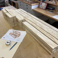 All the components for four assemblies cut from a single sheet of 3/4" exterior plywood