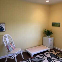 Desk base positioned in its new home location in Linda's office