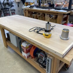 The desk top was finished with 3/4 maple banding