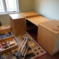 This oak plywood cabinetry has made many moves over the years