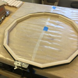 One of my ancient band clamps worked well to hold the frame while the Titebnd III PVA glue cured overnight