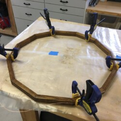 Quick clamps provided the extra hands to control the 80" loops of copper wire around the perimeter of the frame