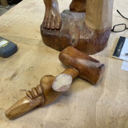 Eddie's hammer ... and hand ... a really clean fracture with no missing pieces made this repair relatively straightforward