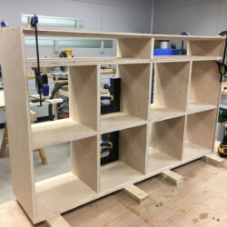 Lower cabinet assembly ready for a 1/2 birch back.