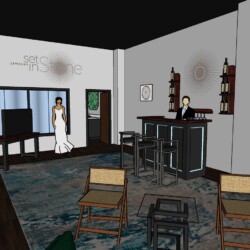 Main room with decorations and people (3D model)