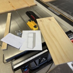 Cutting out the new refrigerator door blank from 1/2" plywood.