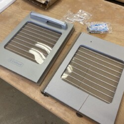 Fortunately, it was an easy swap to put the old oven door handle on the replacement door.
