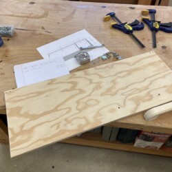 The new refrigerator door and a new door handle were fabricated, drilled and ready for finishing.
