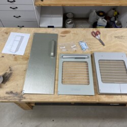 Two new doors, complete and ready to assemble on the play kitchen.